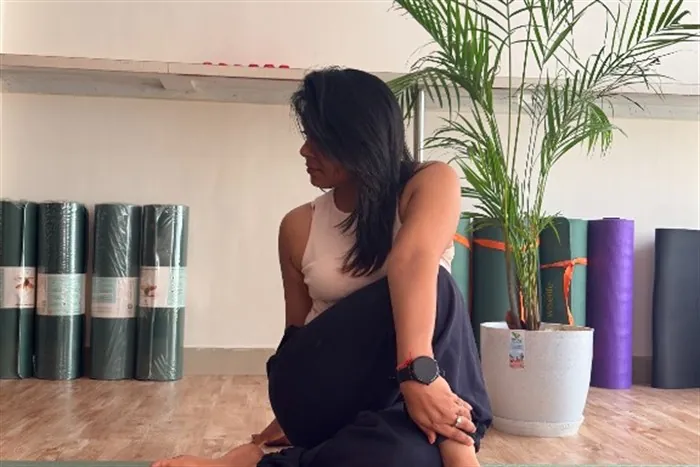 Restorative therapeutic yoga and meditation posture by Shefali Jain